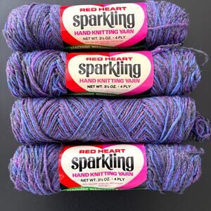 Red Heart Sparkling Yarn Mood Indigo 127 Lot of 4 3.5 oz 4 Ply Vintage